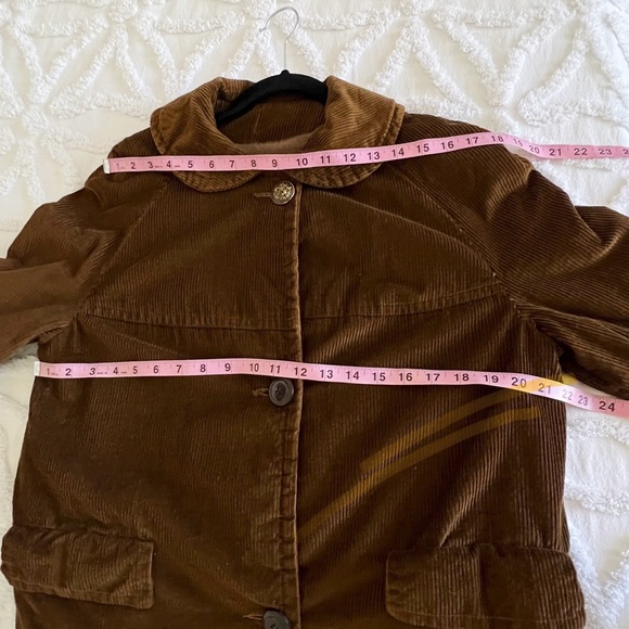 Vintage Camel Brown Corduroy Coat Peter Pan Collar Bracelet Sleeves - Picture 13 of 15